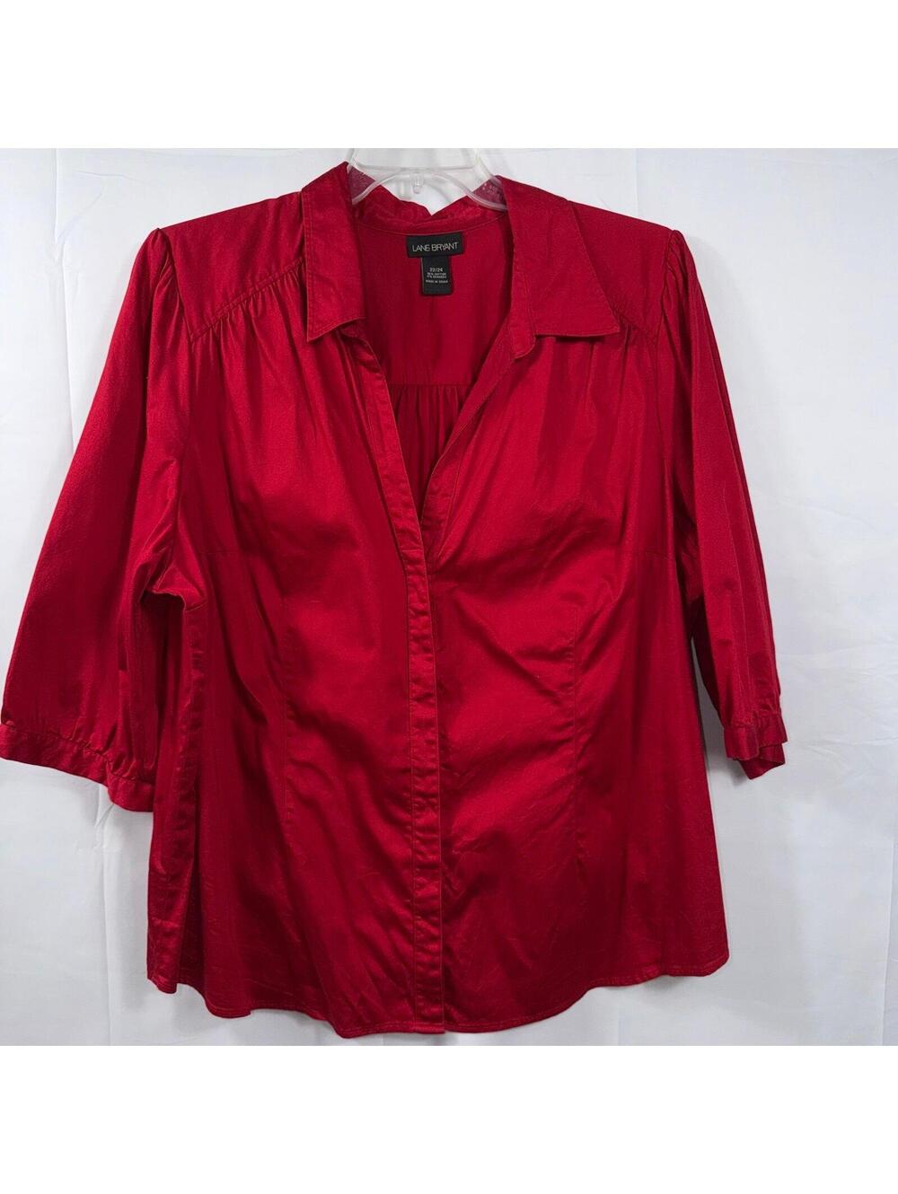 Lane Bryant Women’s 22/24 Red Stretch Popover Blouse Plus Size Career Top